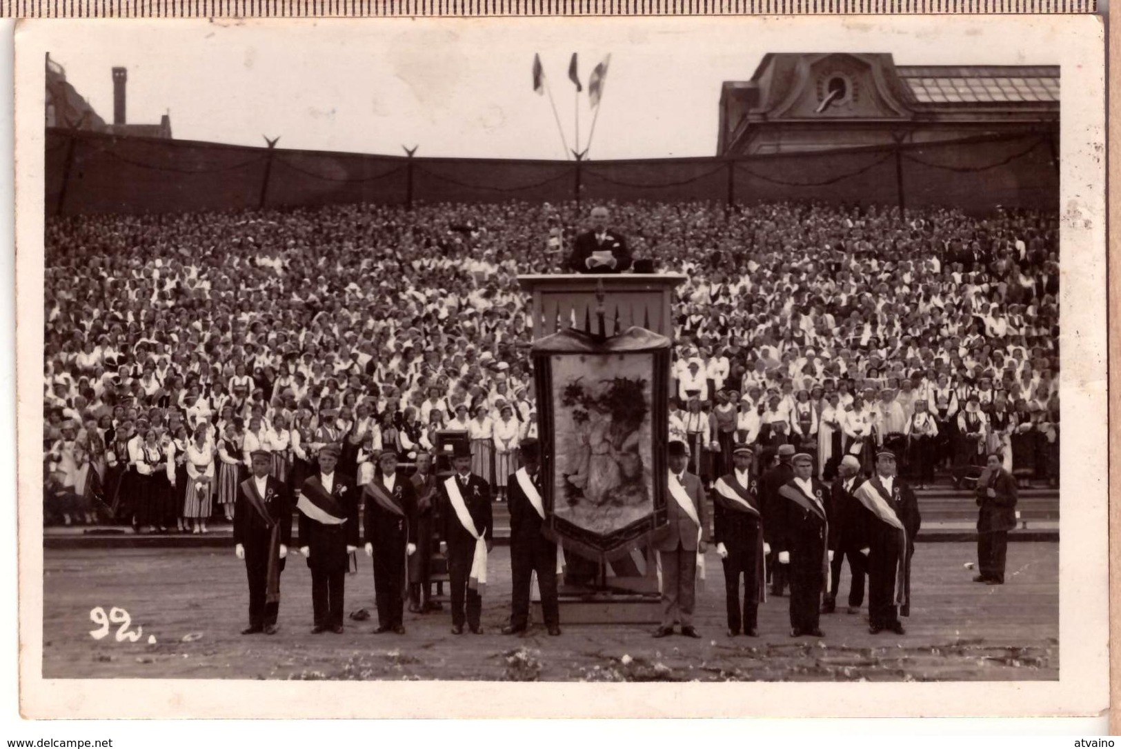 LATVIA. LETTLAND. DZIESMU SVETKI. RIGA. TRIBINE PREZIDENTS KVIESIS. 1933. Photo Postcard - Latvia