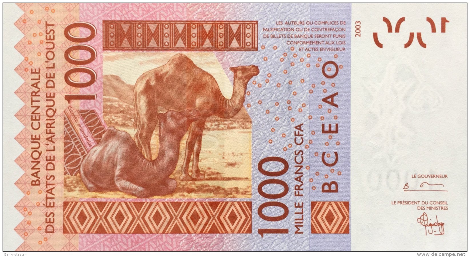 West African States 1.000 Francs, P-715Ka (2003) UNC - SENEGAL - États D'Afrique De L'Ouest