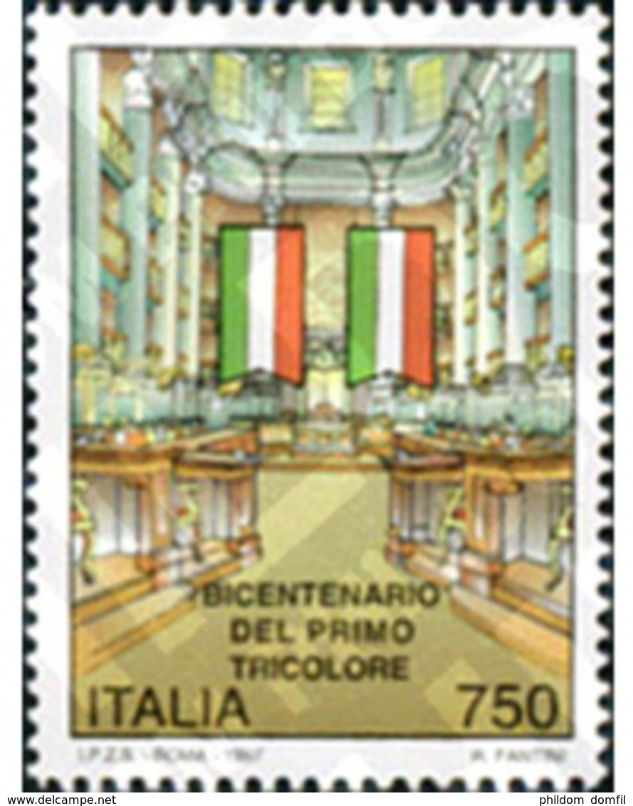 Ref. 131750 * MNH * - ITALY. 1997. BICENTENARY OF THE FIRST THREE COLORS FLAG . BICENTENARIO DE LA PRIMERA BANDERA TRICO - 1991-00: Mint/hinged