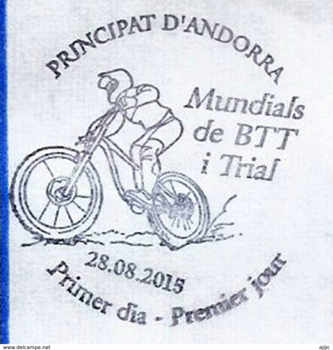 ANDORRA. CHAMPIONNAT DU MONDE DE VTT ET TRIAL En ANDORRE 2015. Une Lettre FDC Adressée En Espagne - Mountain Bike