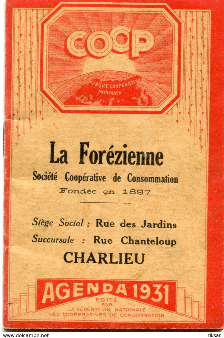 AGENDA 1931(LA FOREZIENNE)CHARLIEU - Small : 1921-40