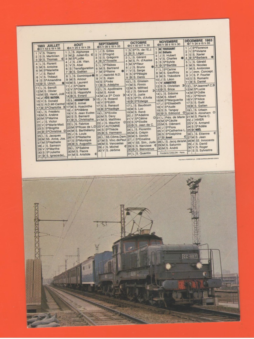 ET/A/ CALENDIER 1983 CERCLE PARISIEN TRAIN COPEF  ENTRE ORLY ET VALENTON LOCOMOTIVE DE BUTTE CC 1107 RAME TALBOT - Petit Format : 1981-90