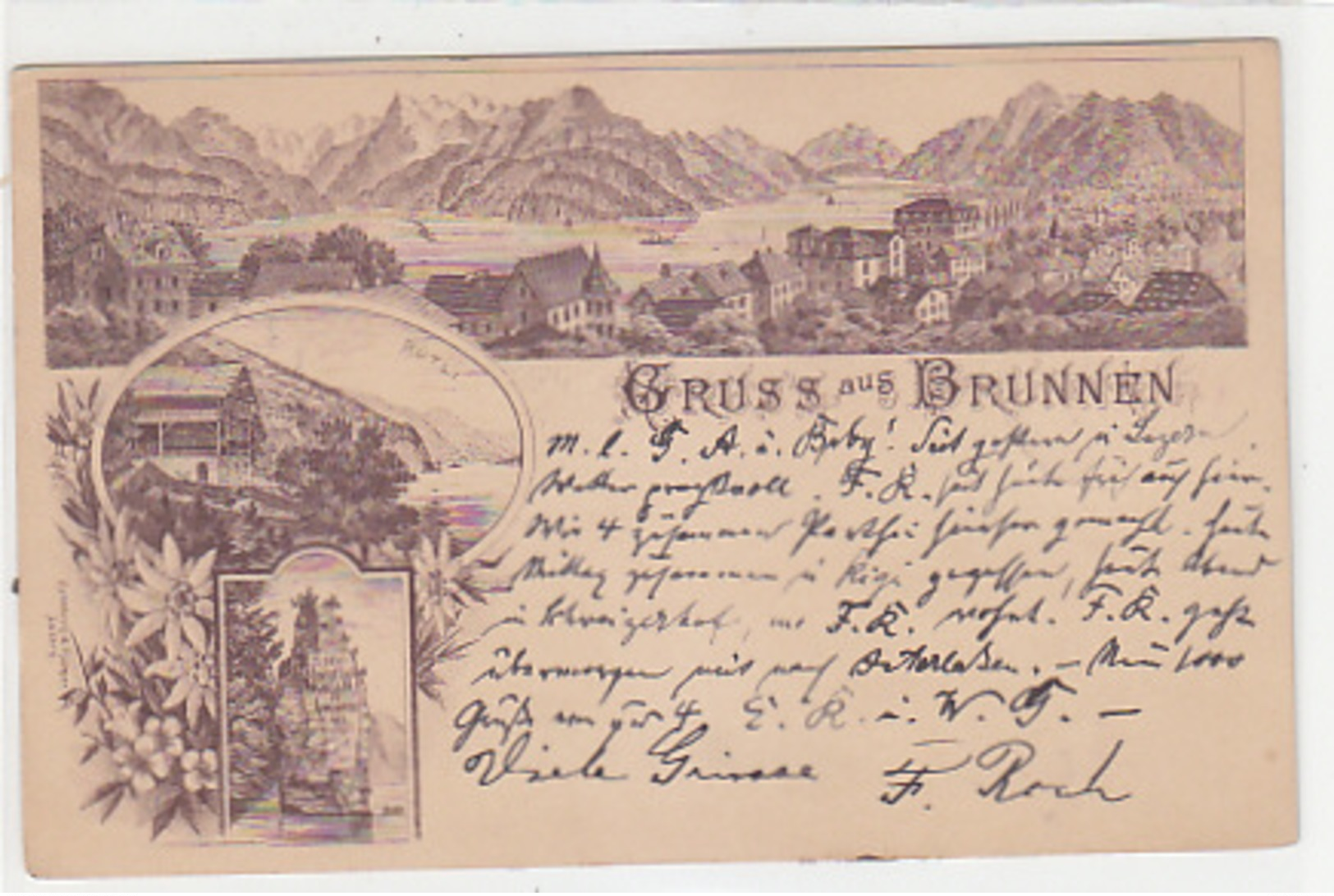 Gruss Aus Brunnen - Vorläuferlitho - 1893 !!         (P-153-70408) - Sonstige & Ohne Zuordnung