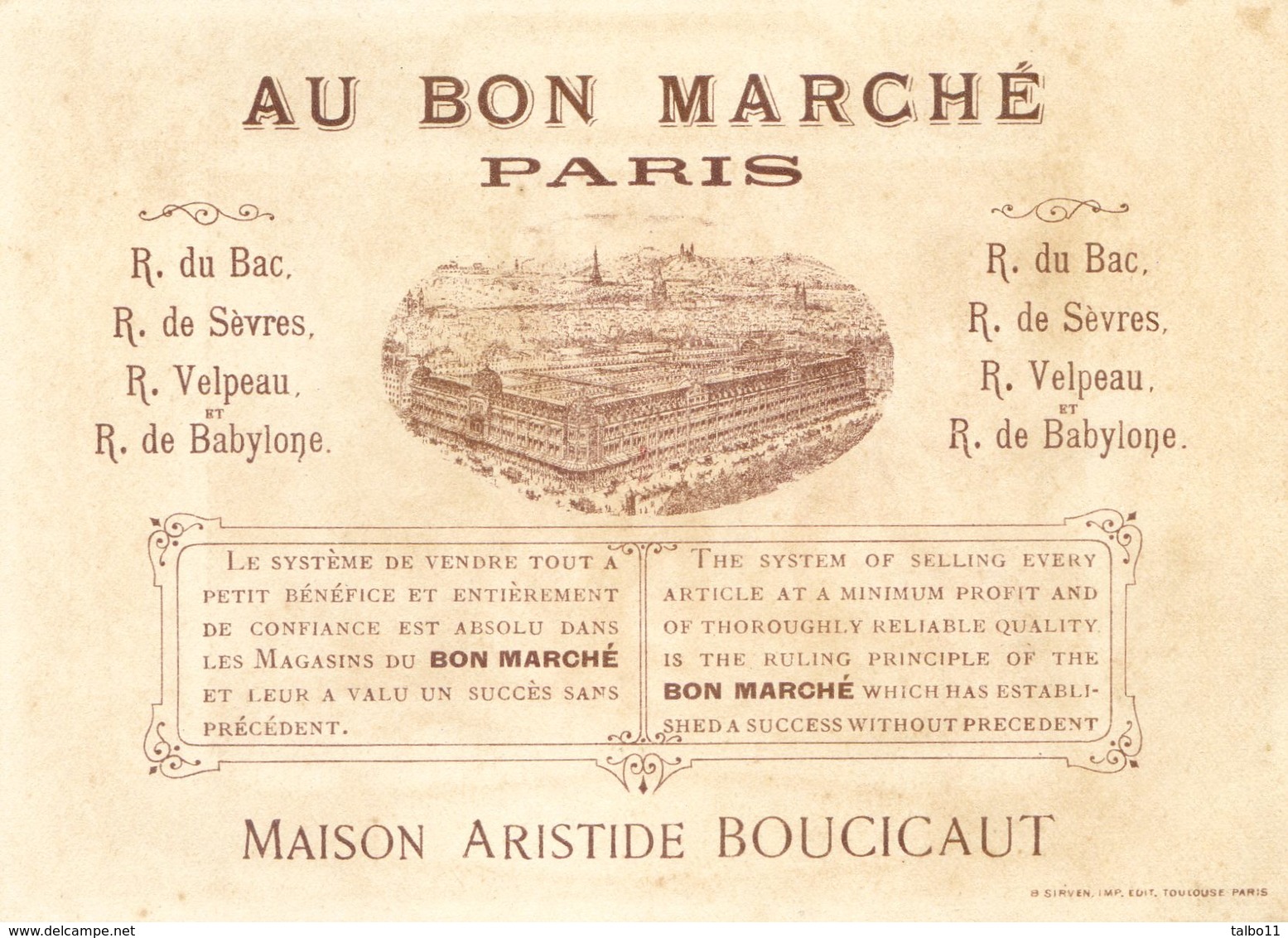 Lot De 5 Chromos - Au Bon Marché , Maison Boucicaut - Eureka, Chevalier Assas, Brennus, Daumesnil, Bataille Fontenoy - Au Bon Marché