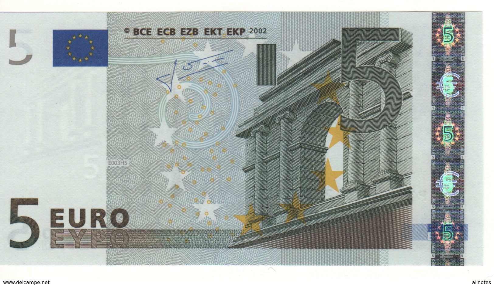 5 EURO  "P"  Olanda     Firma Trichet     E 003 H5  /  FDS - UNC - 5 Euro