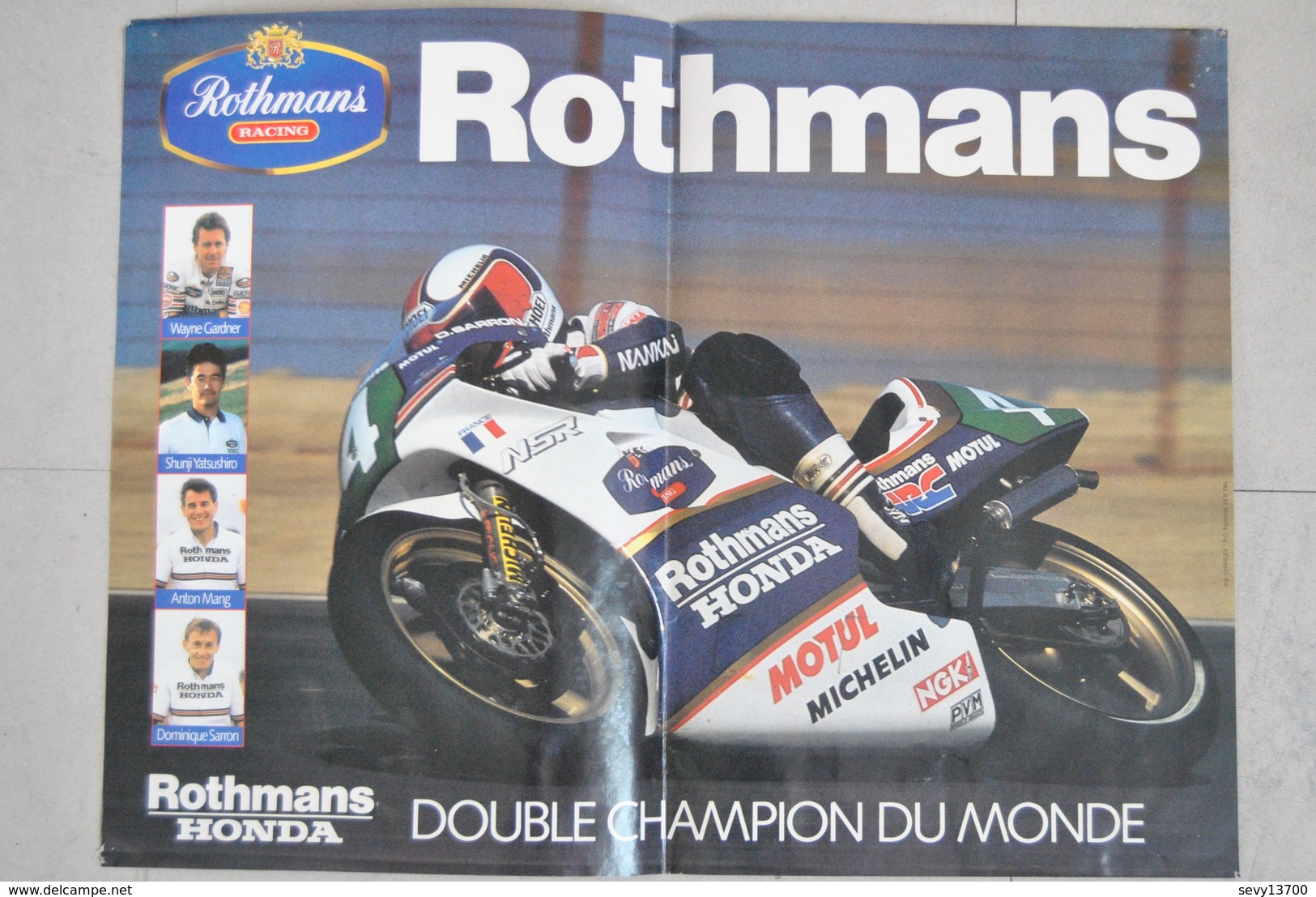 Poster Moto - Rothmans Honda - Double Champion Du Monde - Dominique Sarron Anton Mang Shunji Yatsushiro Wayne Gardner - Affiches
