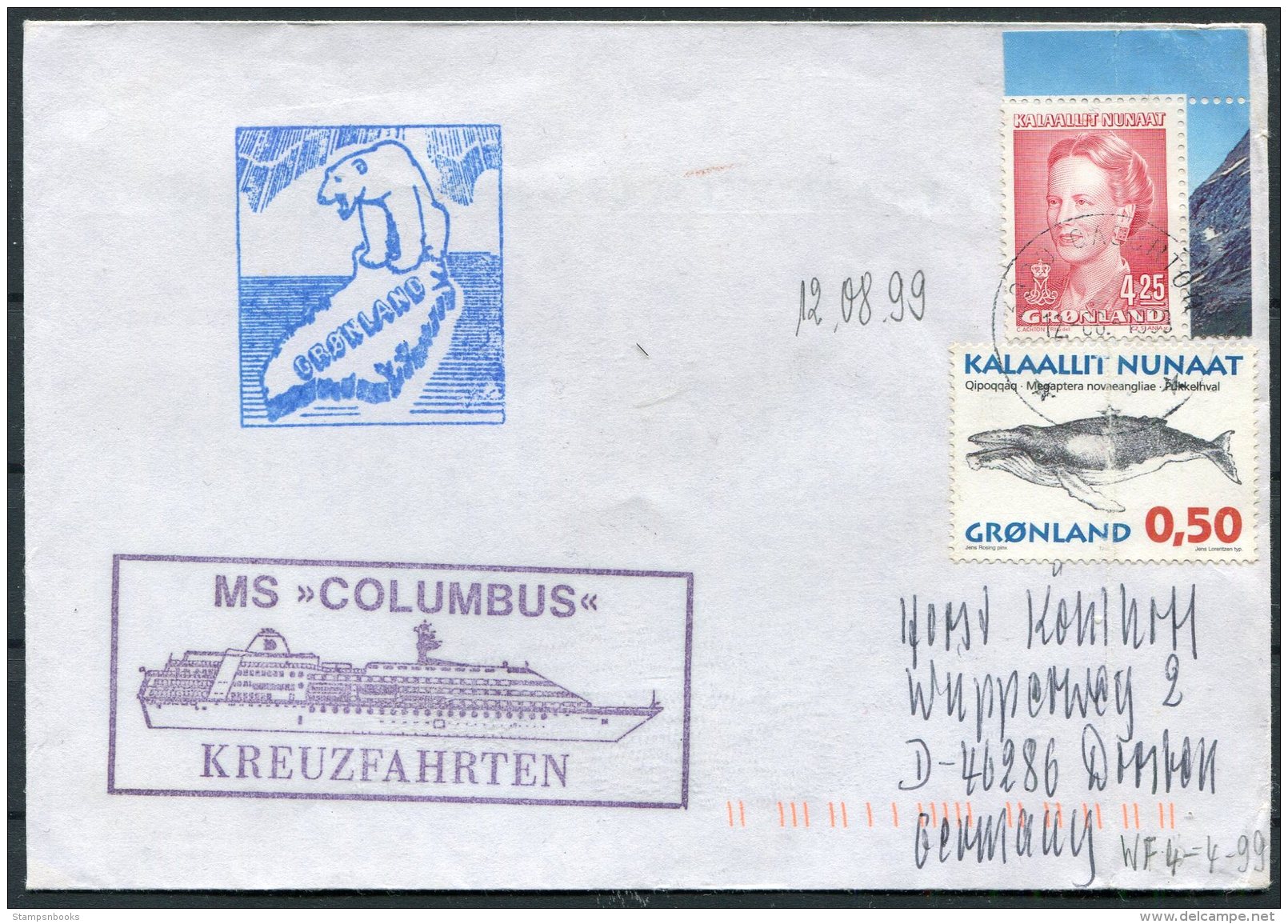 1999 Greenland 'Columbus' Polar Ship Cover. - Covers & Documents