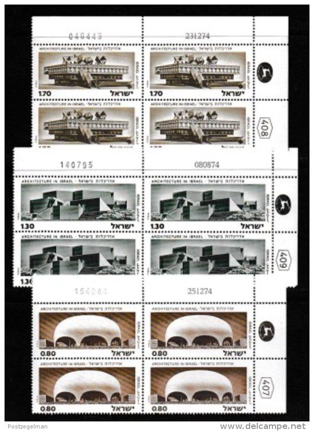 ISRAEL, 1975, Mint Never Hinged Stamp(s), In Block(s) (3x4), Architecture,  SG 596-598, X821, Without Tabs - Unused Stamps (with Tabs)