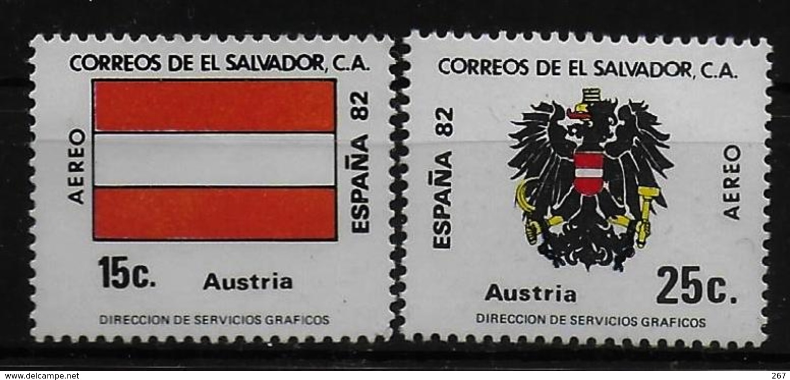 SALVADOR    PA  (  Autriche ) * *     Cup 1982     Football  Soccer Fussball   Drapeaux  Armoiries - 1982 – Espagne