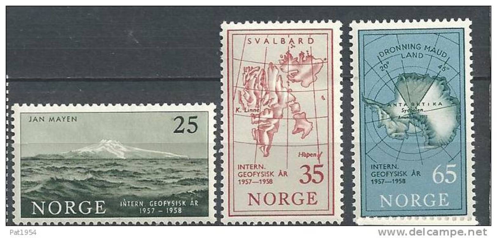 Norvège 1957 N°376/378 Neufs** Année Géophysique Internationale - Unused Stamps