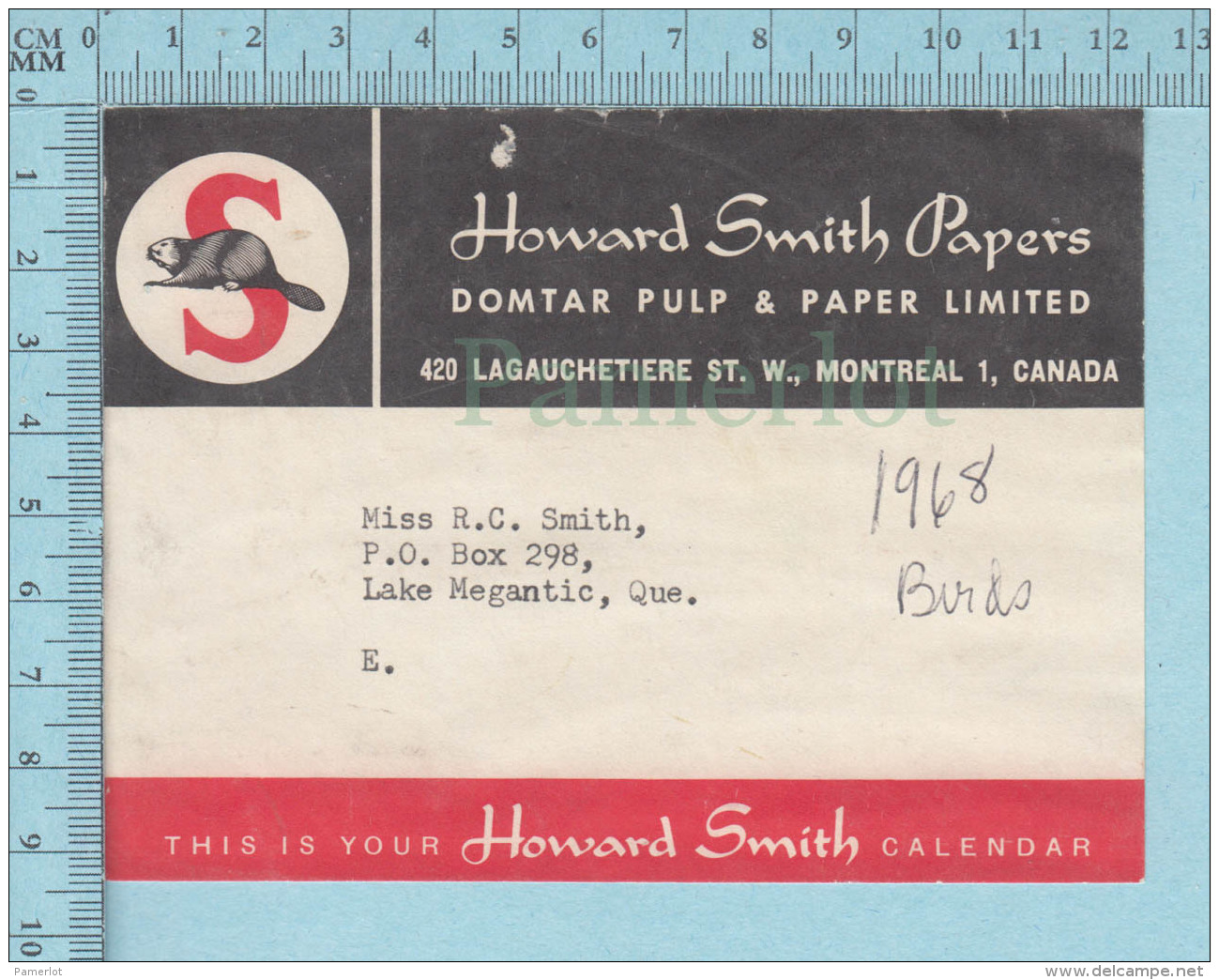 Used Calendar Strip Adress  For Mailing Core , Domtar Pulp &amp; Paper , Howard Smith,  1968 - Autres & Non Classés