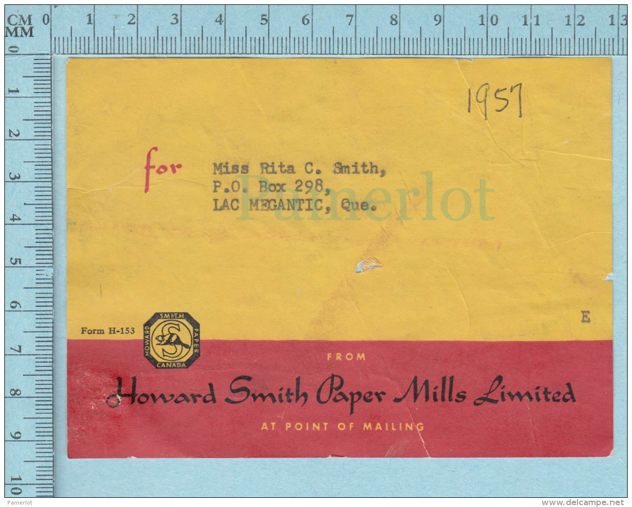 Used Calendar Strip Adress  For Mailing Core , Pulp &amp; Paper , Howard Smith,  1957 - Autres & Non Classés