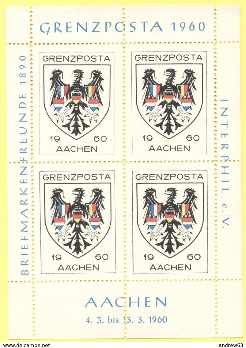 Tematica - Erinnofilia - Aachen - Briefmarkenfreunde 1890 - Grenzposta 1960 - Interphil E.V. - Block Of 4 - Vignettes - Erinnofilia