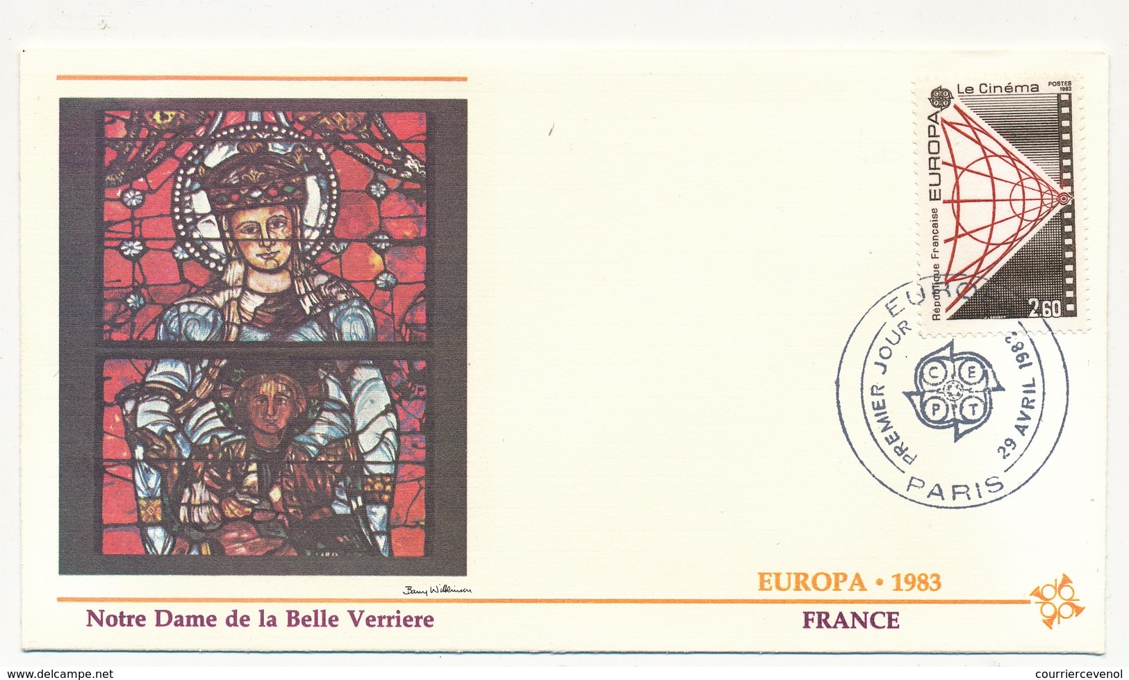 FRANCE => Enveloppe FDC - EUROPA 1984 "Le Cinéma" - Premier Jour Paris 29/04/1983 - 1980-1989