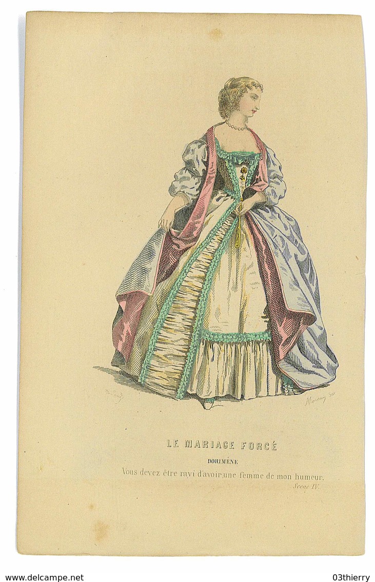 PETITE GRAVURE COULEUR ISSUE LIVRE LE MARIAGE FORCE DORIMENE - Prints & Engravings