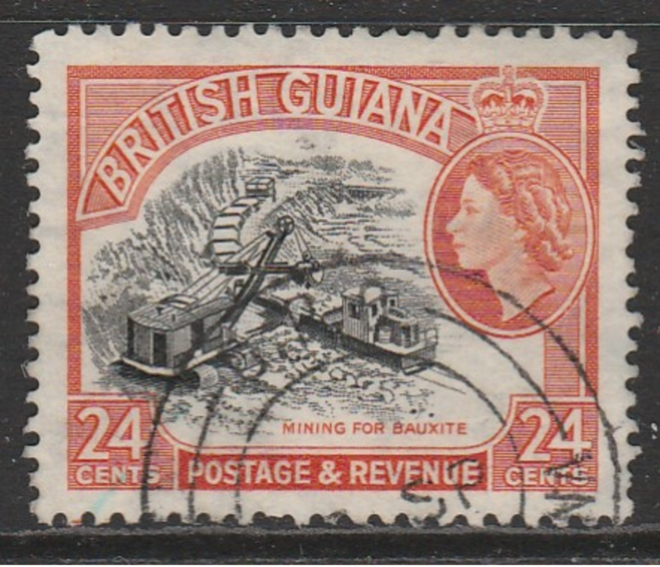 British Guiana 1954 Local Motives 24c Reddish Orange/black SW 209 O Used - British Guiana (...-1966)