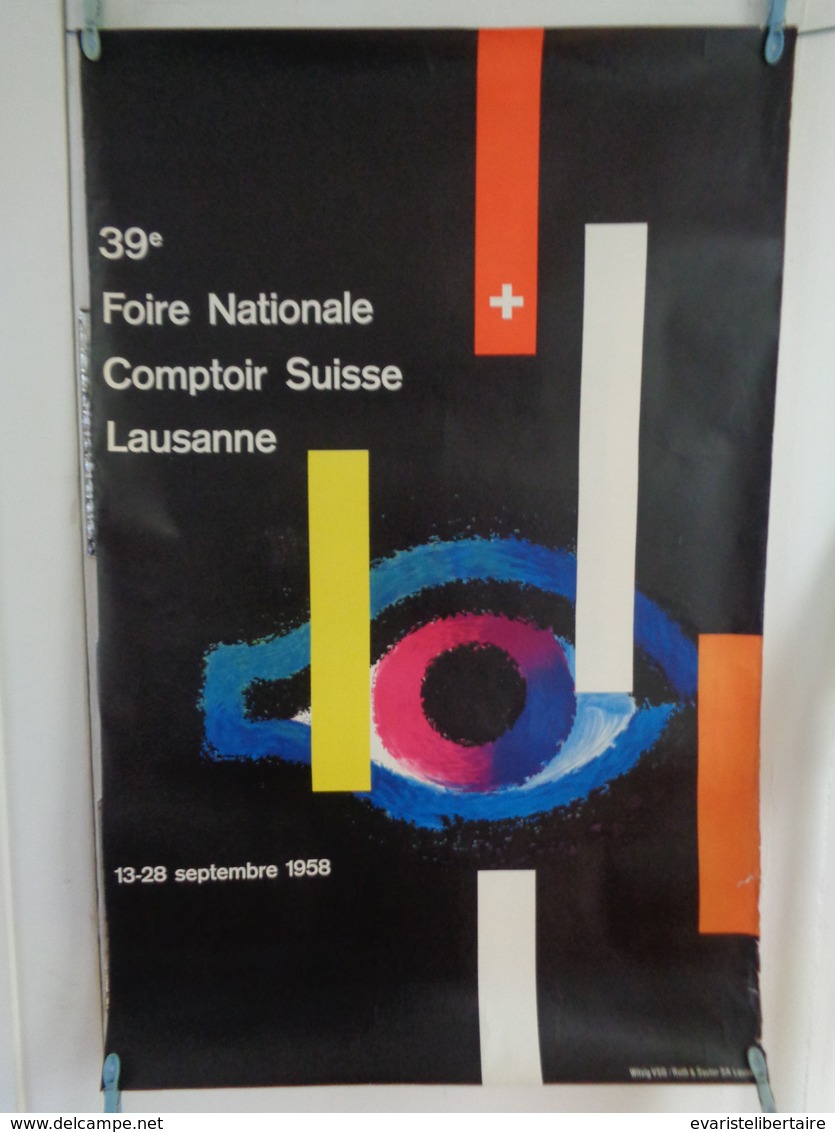 AFFICHE : 39e Foire National Comptoir Suisse , LAUSANNE ,13-28 Septembre 1958     , H 100 L 64,7 - Affiches