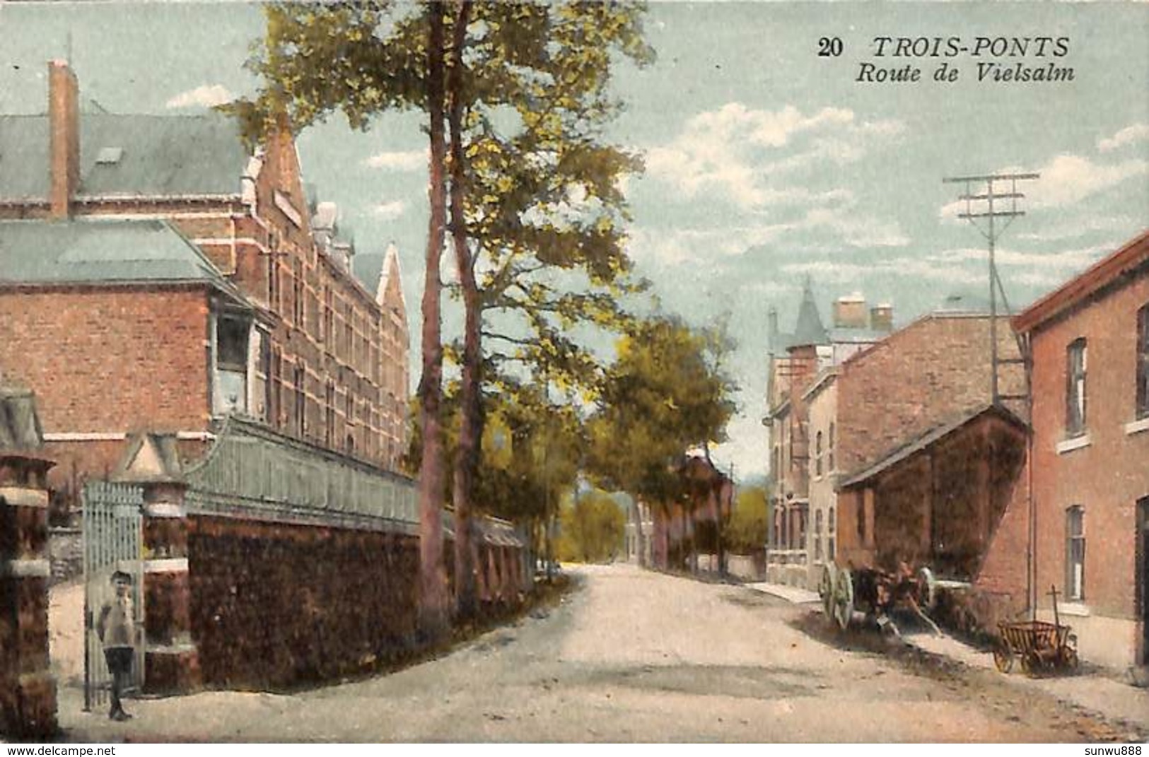 Trois-Ponts - Route De Vielsam (animée, Colorisée, Photo Belge Lumière) - Trois-Ponts