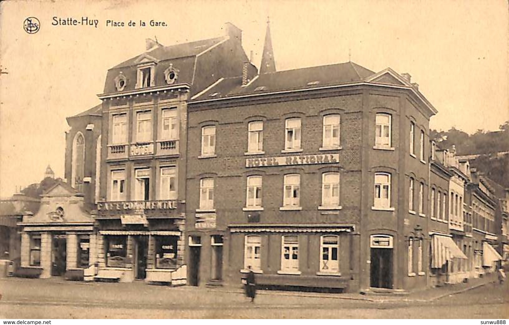 Statte - Huy - Place De La Gare (animée, Café, Hôtel, 1926) - Huy