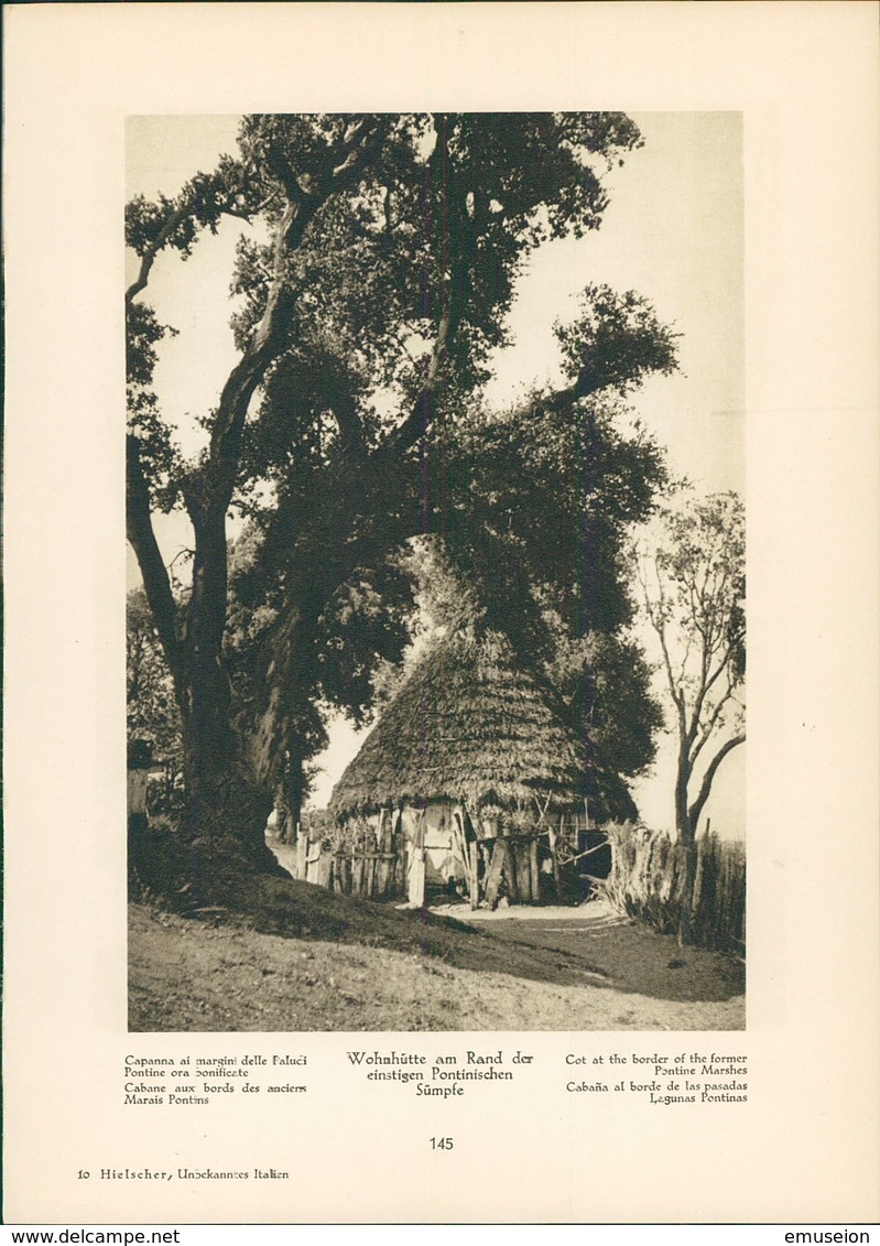 Kupfertiefdruck : Ninfa - Wäscherinnen - Wohnhütte Am Rand Der Einstigen Pontinischen Sümpfe - Estampes & Gravures