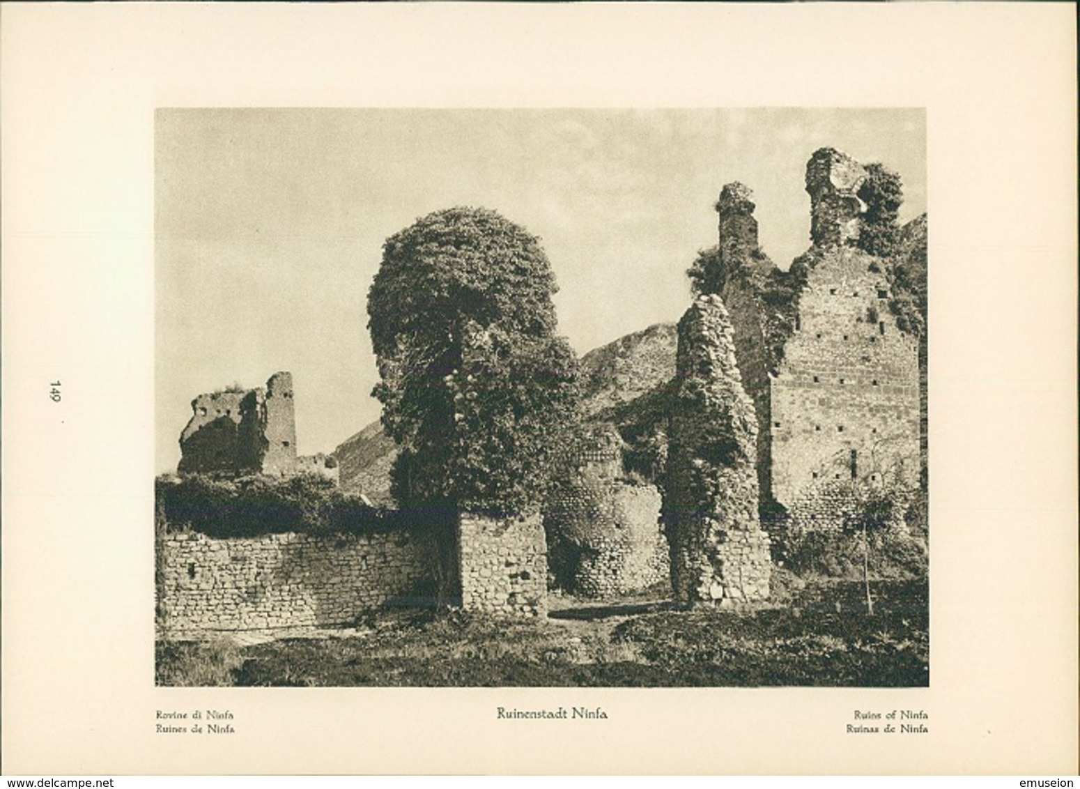 Kupfertiefdruck : Terracina - Wasserträgerin - Ruinenstadt Ninfa - Italien - Prenten & Gravure