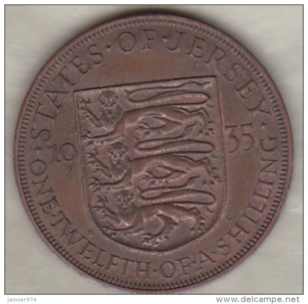 Jersey , 1/12 Shilling 1935. George V , Bronze , KM# 16 - Jersey