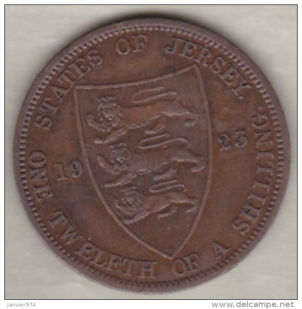 Jersey , 1/12 Shilling 1923. George V , Bronze , KM# 12 - Jersey