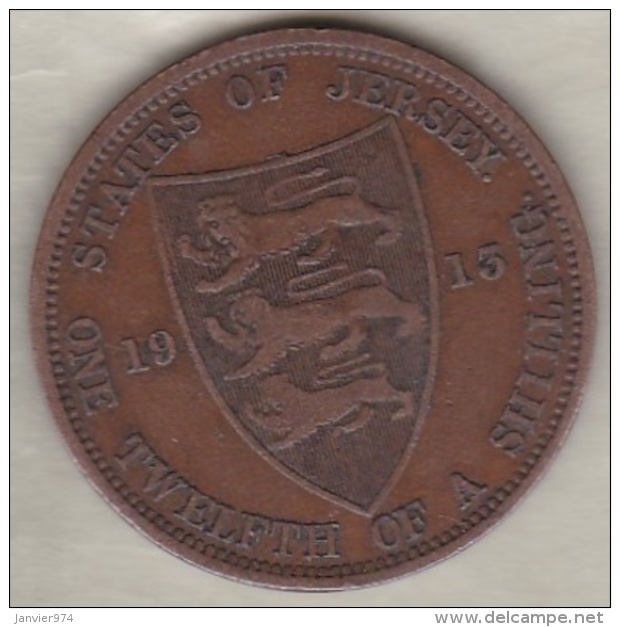 Jersey , 1/12 Shilling 1913. George V , Bronze , KM# 12 - Jersey