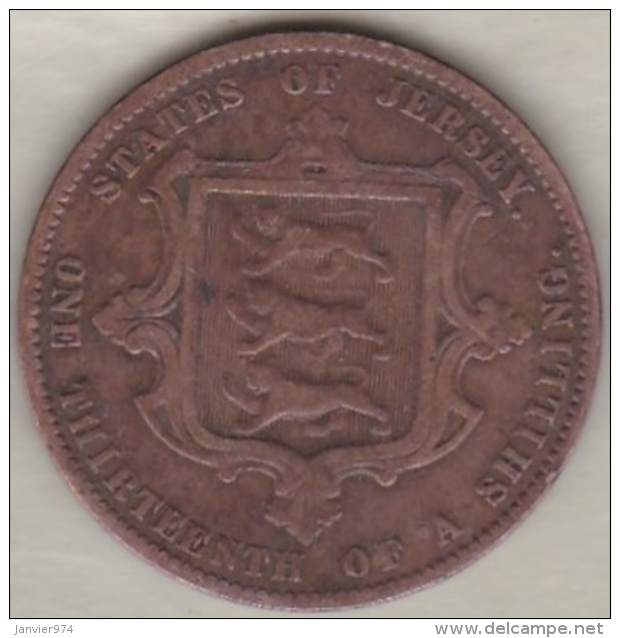 Jersey , 1/13 Shilling 1870. Victoria , Bronze , KM# KM# 5 - Jersey