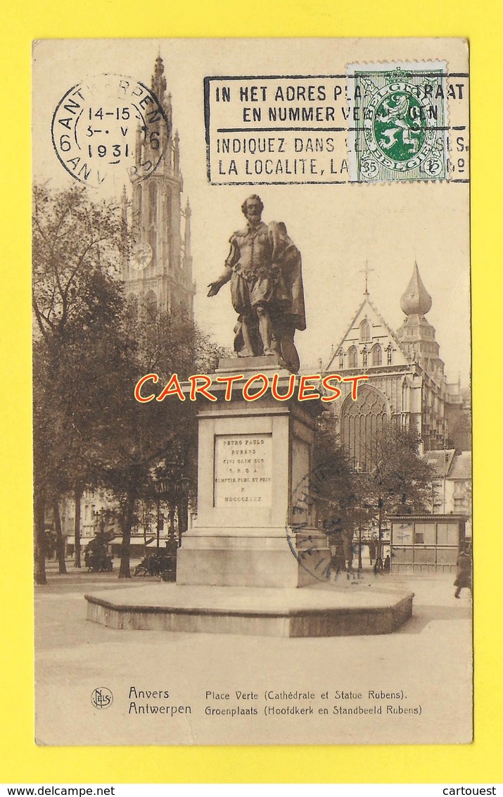 CPA  ANVERS Place Verte Statue Rubens 1931 - Antwerpen