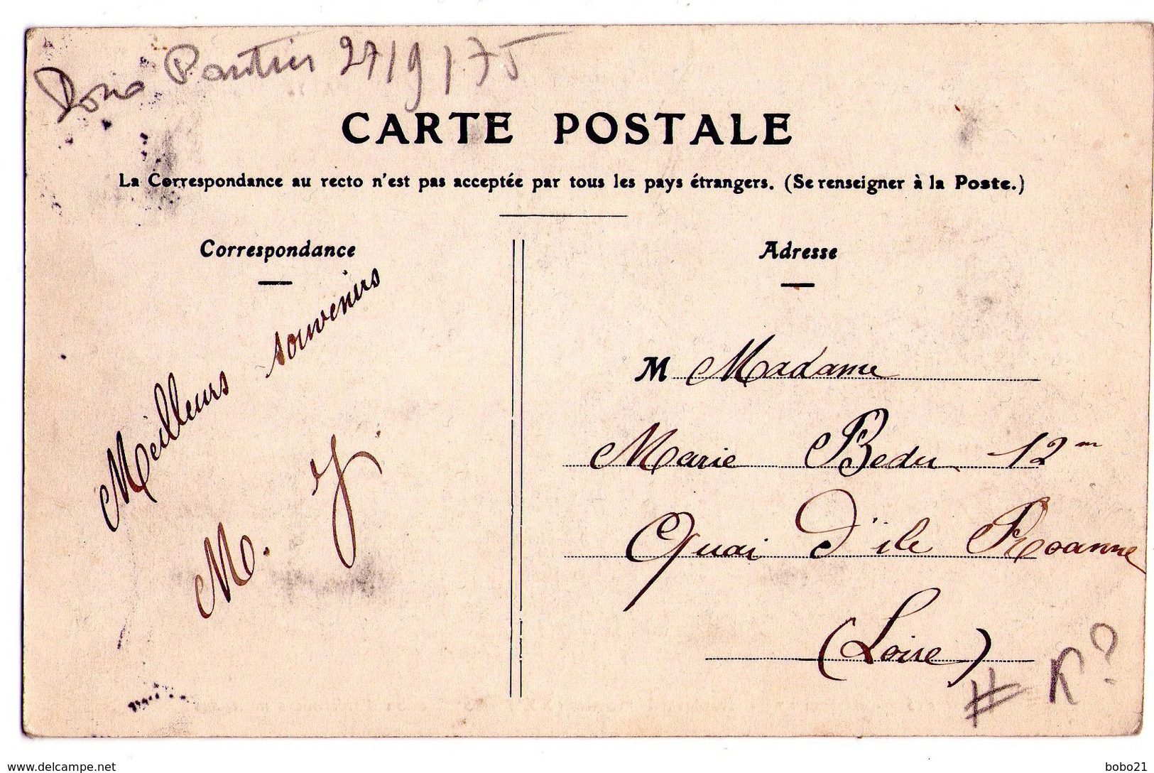 1862 - Paris ( 20e ) - Bastion XVII - Boulevard Mortier - 5ème Section D'Inffirmiers Militaires - C.P. éd. - N°215 - - Arrondissement: 20