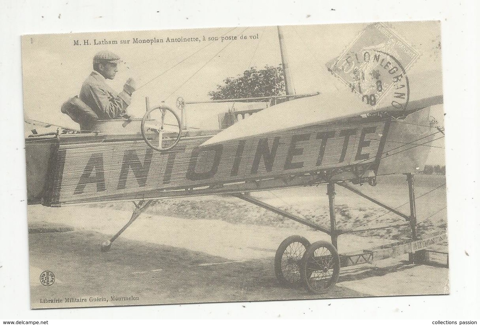 Reproduction De Cp, Ed. Edito , Aviation , Aviateur M.H. Lathan Sur Monoplan Antoinette, à Son Poste De Vol - Aviateurs