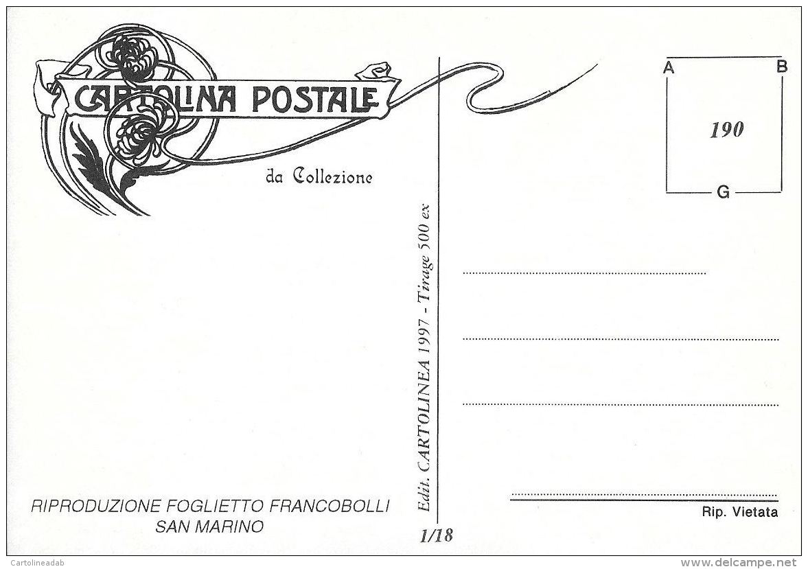 [DC0190] CPM - CARTOLINEA - FUMETTO ITALIANO - RIPRODUZIONE FOGLIETTO FRANCOBOLLI SAN MARINO - Non Viaggiata - Comicfiguren