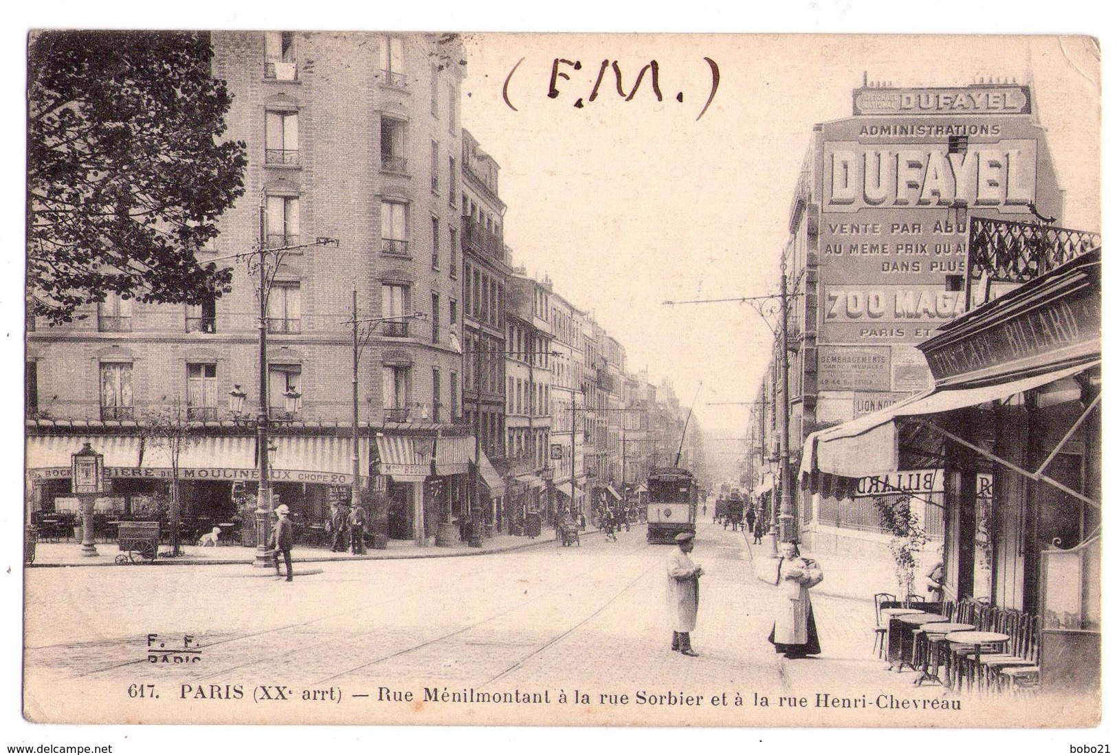 1864 - Paris ( 20e ) - Rue Ménilmontant à La Rue Sorbier Et à La Rue Henri Chevreau - F.F. - N°617 - - Distrito: 20