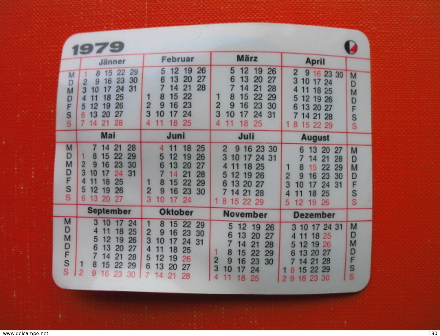 CALENDAR(PLASTIC+PAPER).JOE ALBERT KAFFEE,WIEN. - Sonstige & Ohne Zuordnung