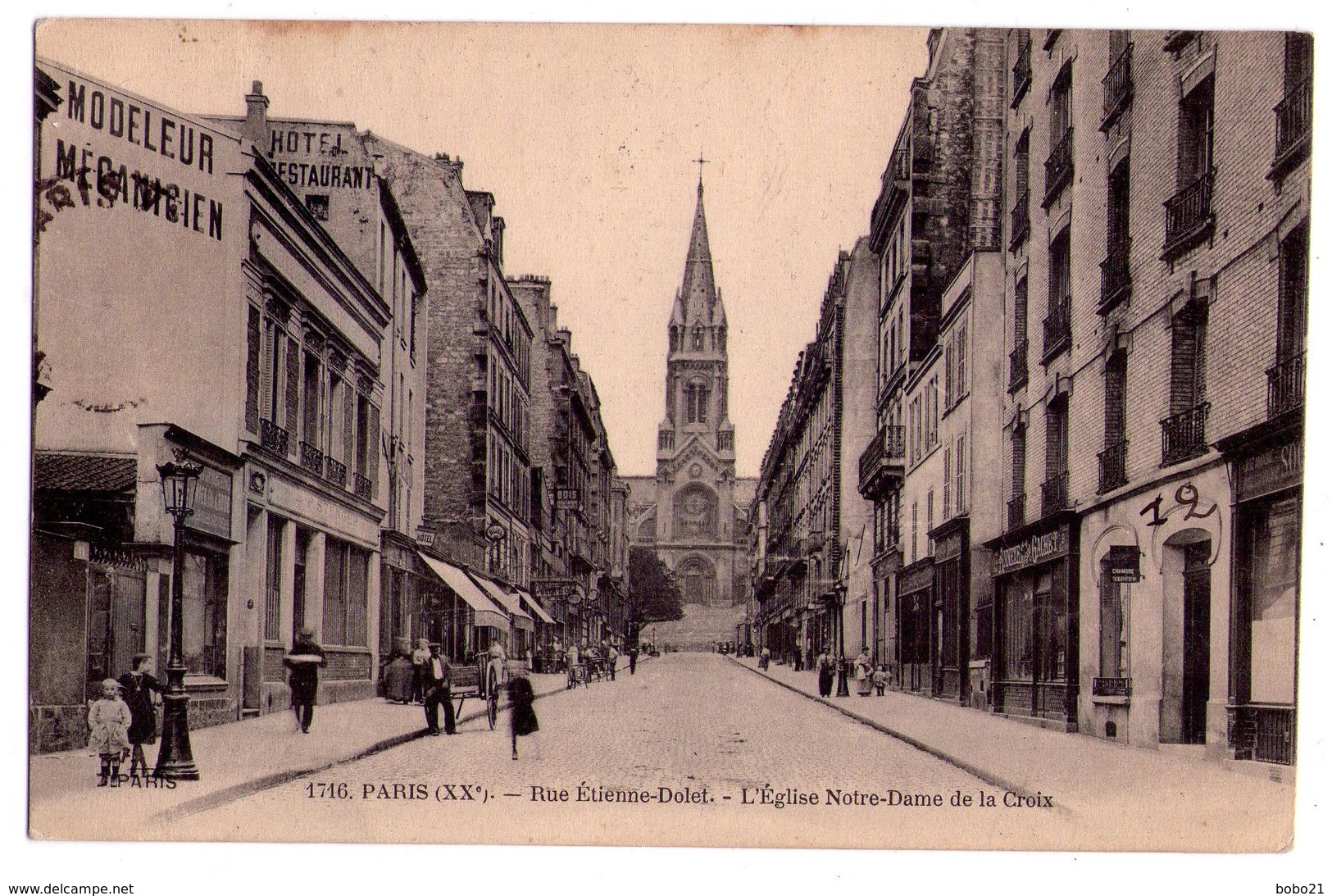 1870 - Paris ( 20e ) - Rue Etienne Dolet ( L'Eglise Notre Dame De La Croix ) - N°1716 - F.Fleury éd. - - Arrondissement: 20