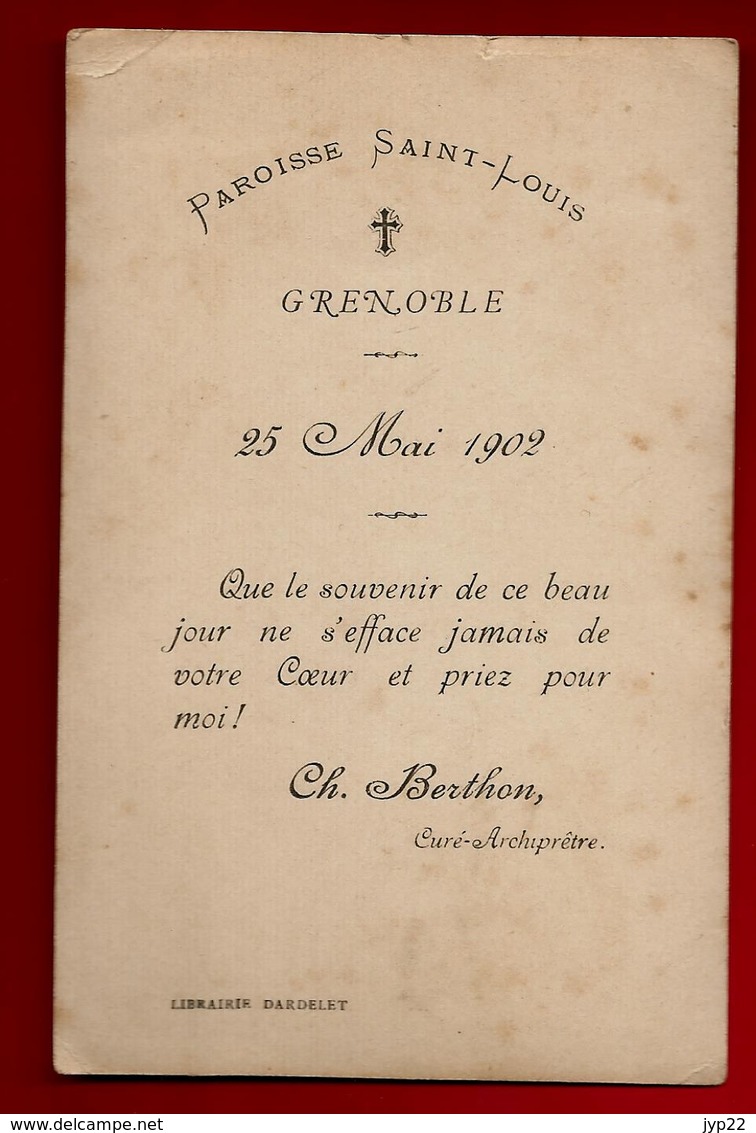 Image Pieuse Holy Card Souvenir Curé Prêtre Ch. Berthon Paroisse Saint Louis Grenoble 25-05-1902 Ed Bouasse Lebel 1297 - Devotion Images