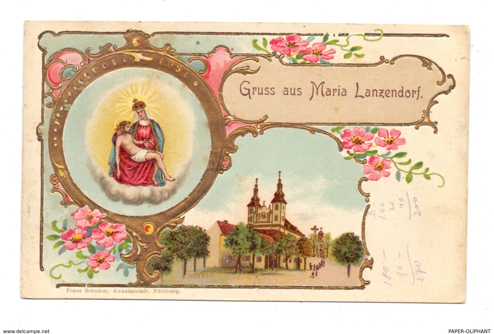 A 2326 MARIA LANZENDORF, Präge - Lithographie, Wallfahrtskirche - Bruck An Der Leitha