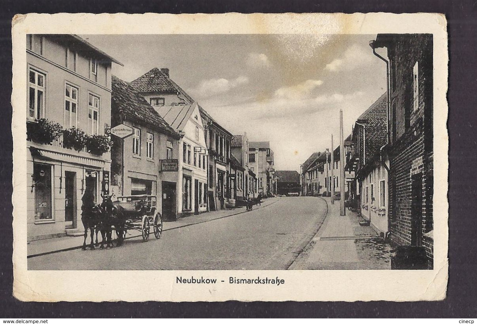 CPA ALLEMAGNE - NEUBUKOW - Bismarckstrasse - TB PLAN AVENUE CENTRE VILLAGE MAGASINS Attelage - Autres & Non Classés