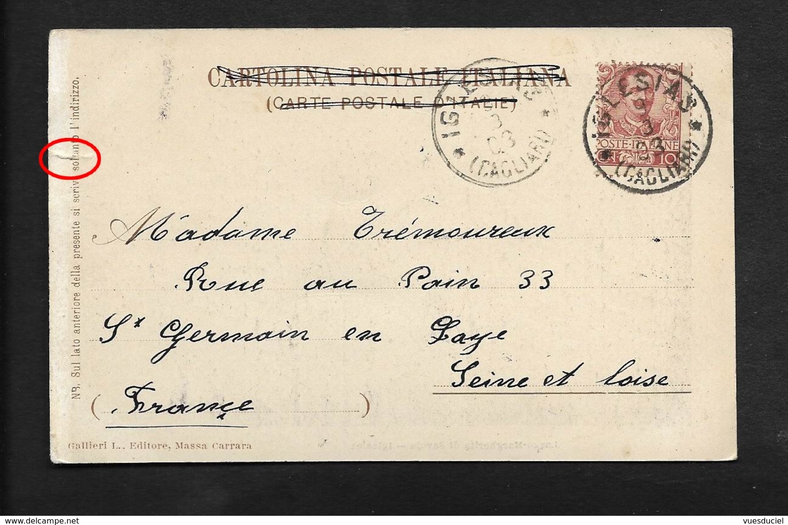 Iglesias Largo Margherita Di Savoja  - Cachet Cagliari CPA 1903 Italie Sardegna Italia - Cagliari