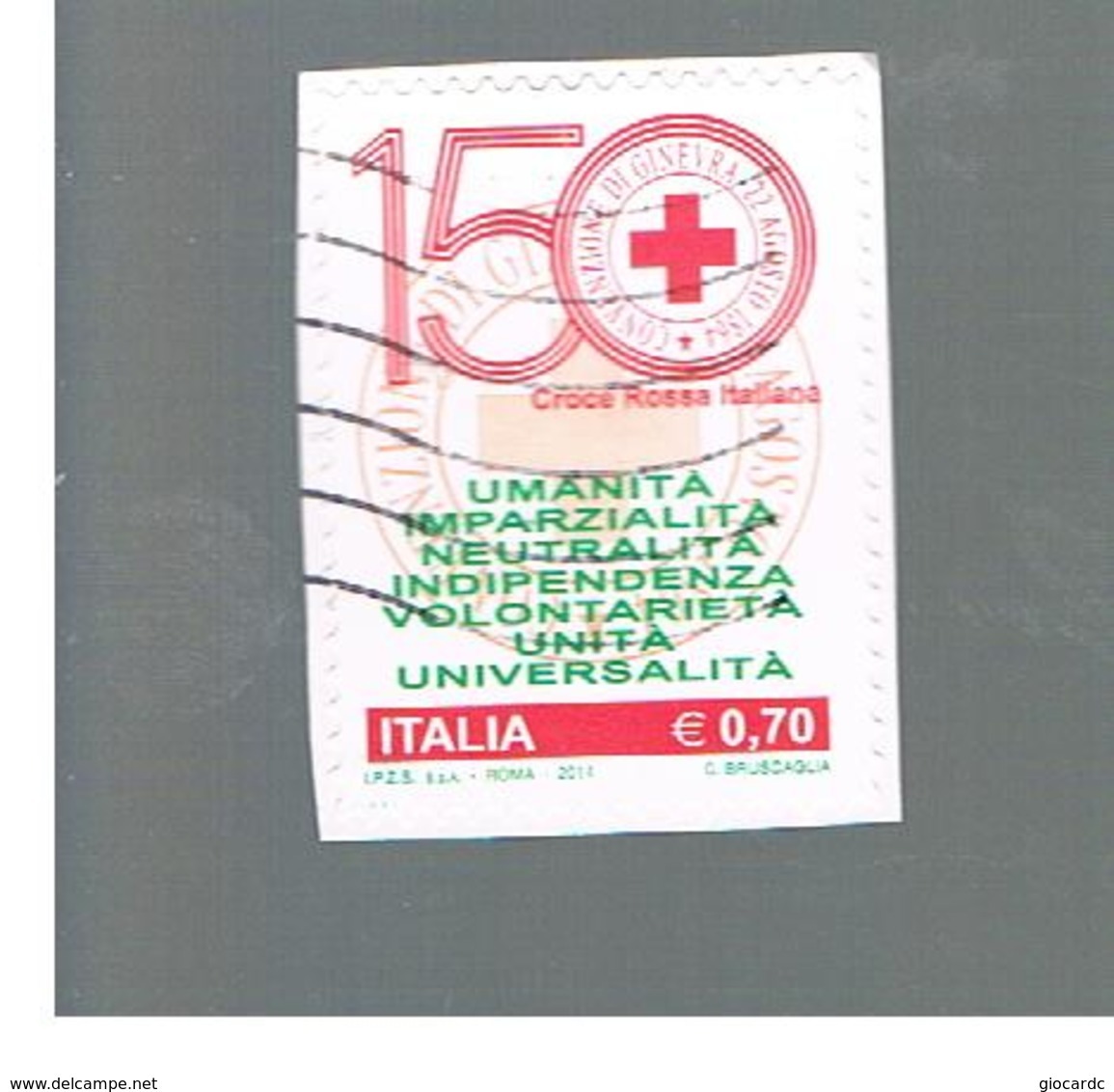 ITALIA REPUBBLICA  -   2014   -  CROCE ROSSA ITALIANA      USATO  ° - 2011-20: Usati