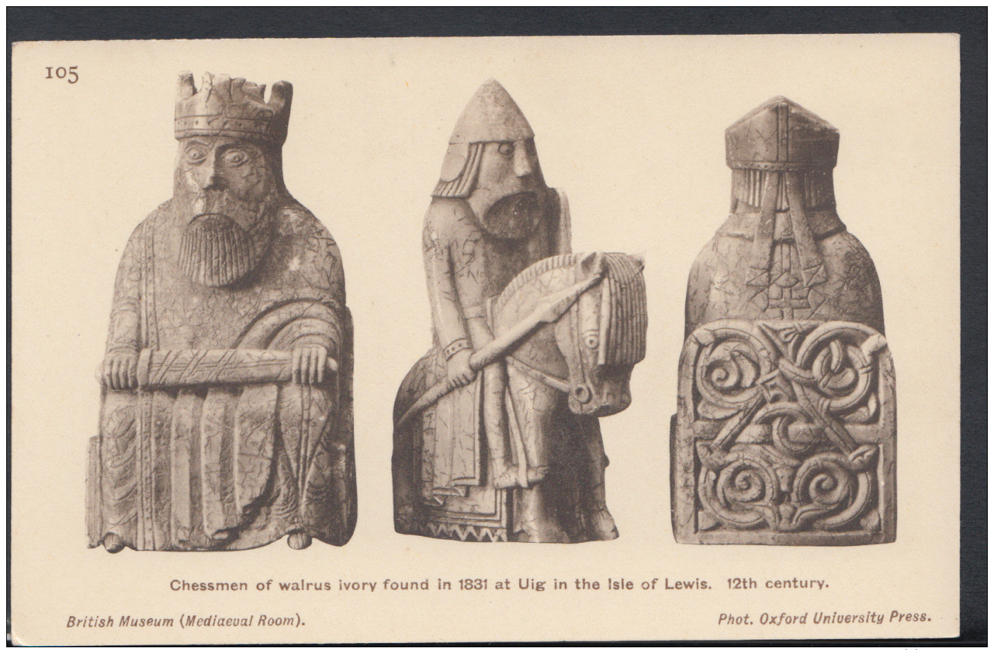 British Museum Postcard - Chessmen Of Walrus Ivory Found In 1831 At Uig In The Isle Of Lewis  DC1680 - Museum