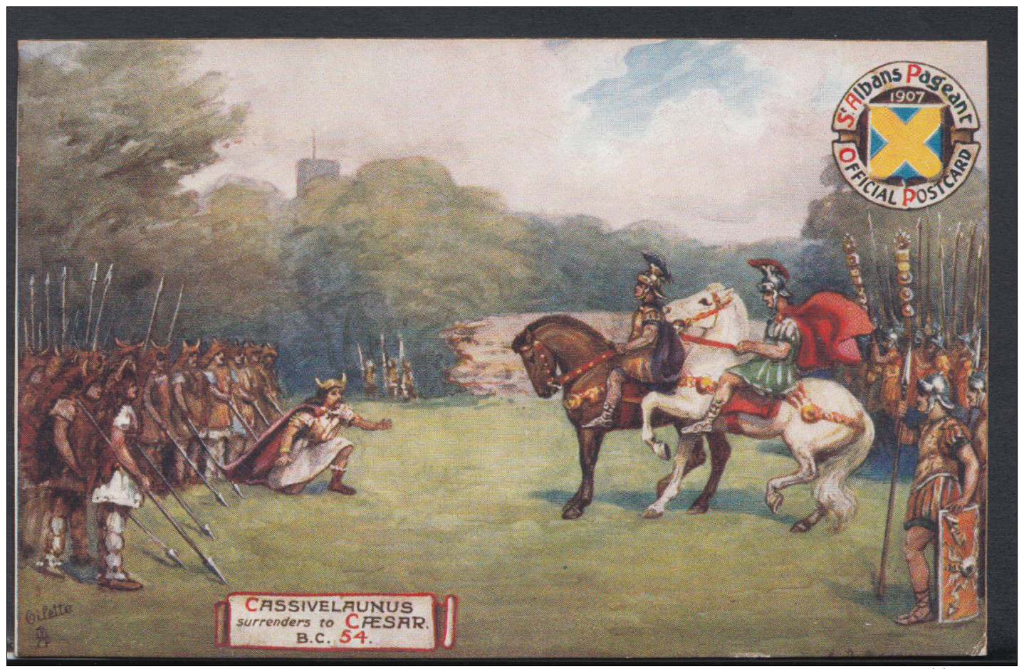 Hertfordshire Postcard - St Albans Pageant - Cassivelaunus Surrenders To Caesar B.C.54 -  DC1682 - Hertfordshire