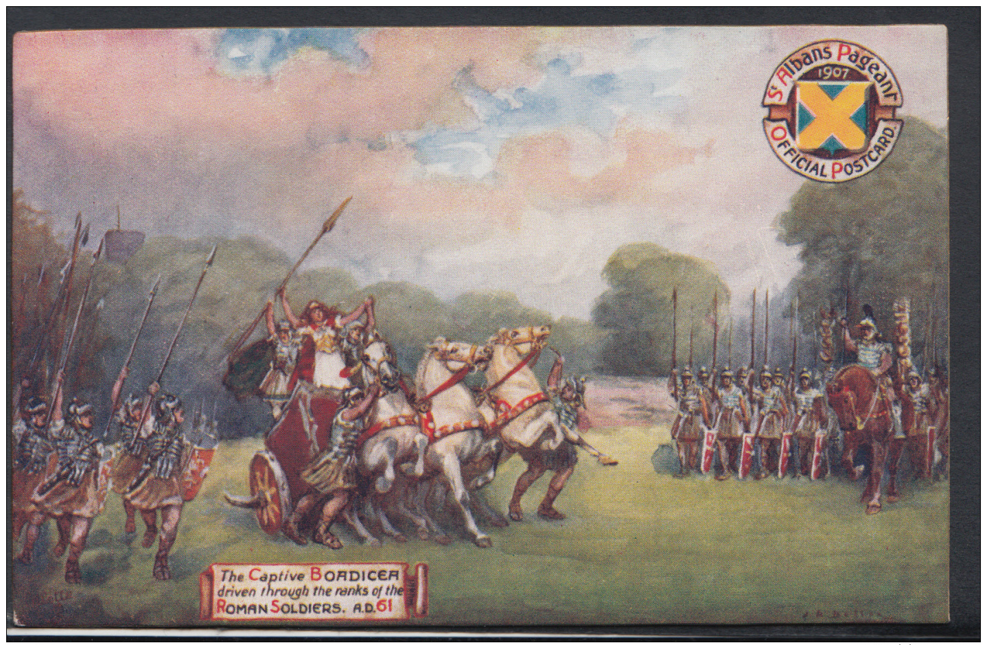 Hertfordshire Postcard - St Albans Pageant - The Captive Boadicea Driven Through The Ranks Of The Roman Soldiers  DC1683 - Hertfordshire