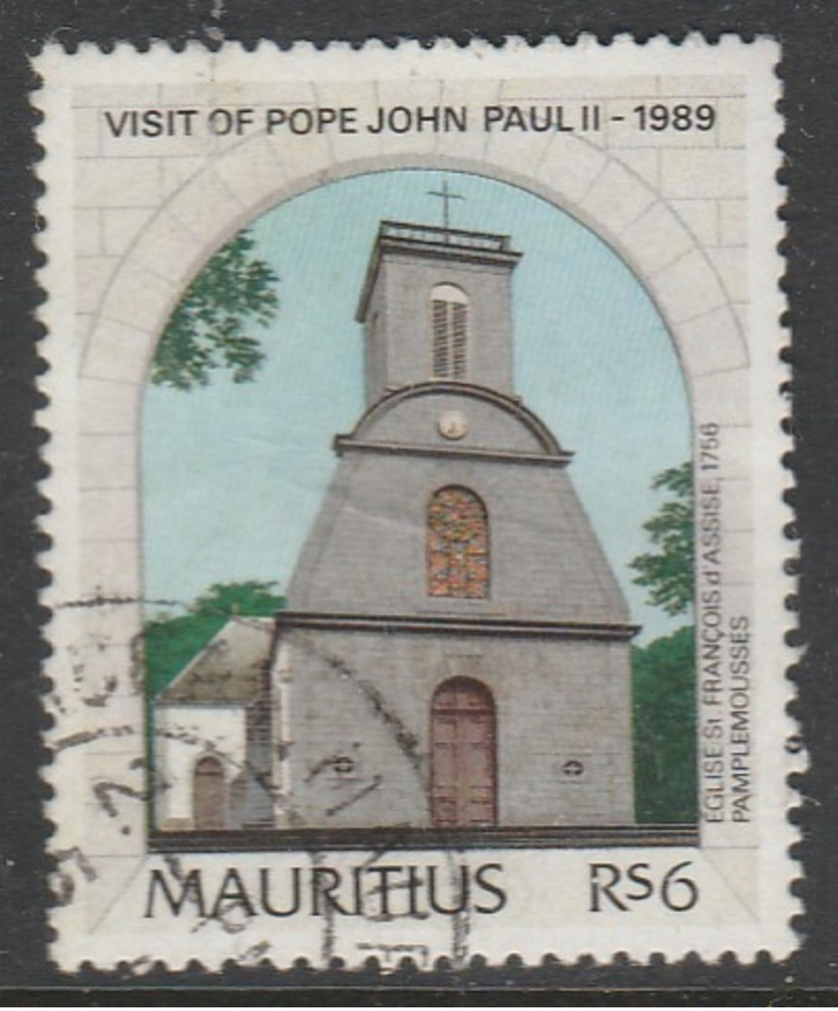 Mauritius 1989 Visit Of Pope John Paul II 6rs Multicoloured SW 709 O Used - Mauritius (1968-...)