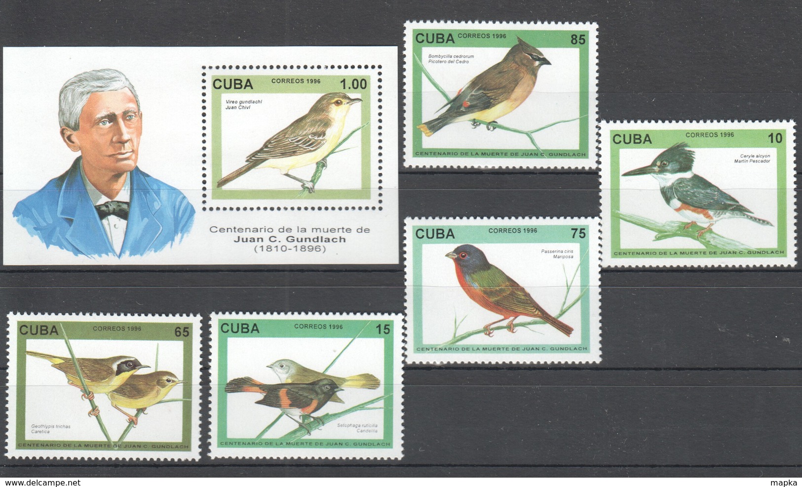 H614 1996 CUBA BIRDS JUAN GUNDLACH 1SET+1BL MNH - Other & Unclassified