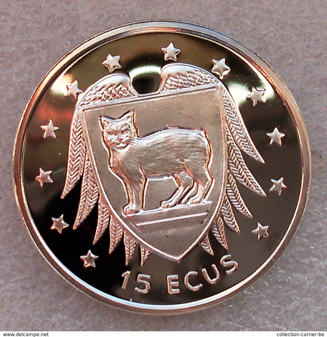 Isle Of Man, 15 Euc, 1994, Manx Cat, QP Zilver .925 In Capsule - Autres – Europe