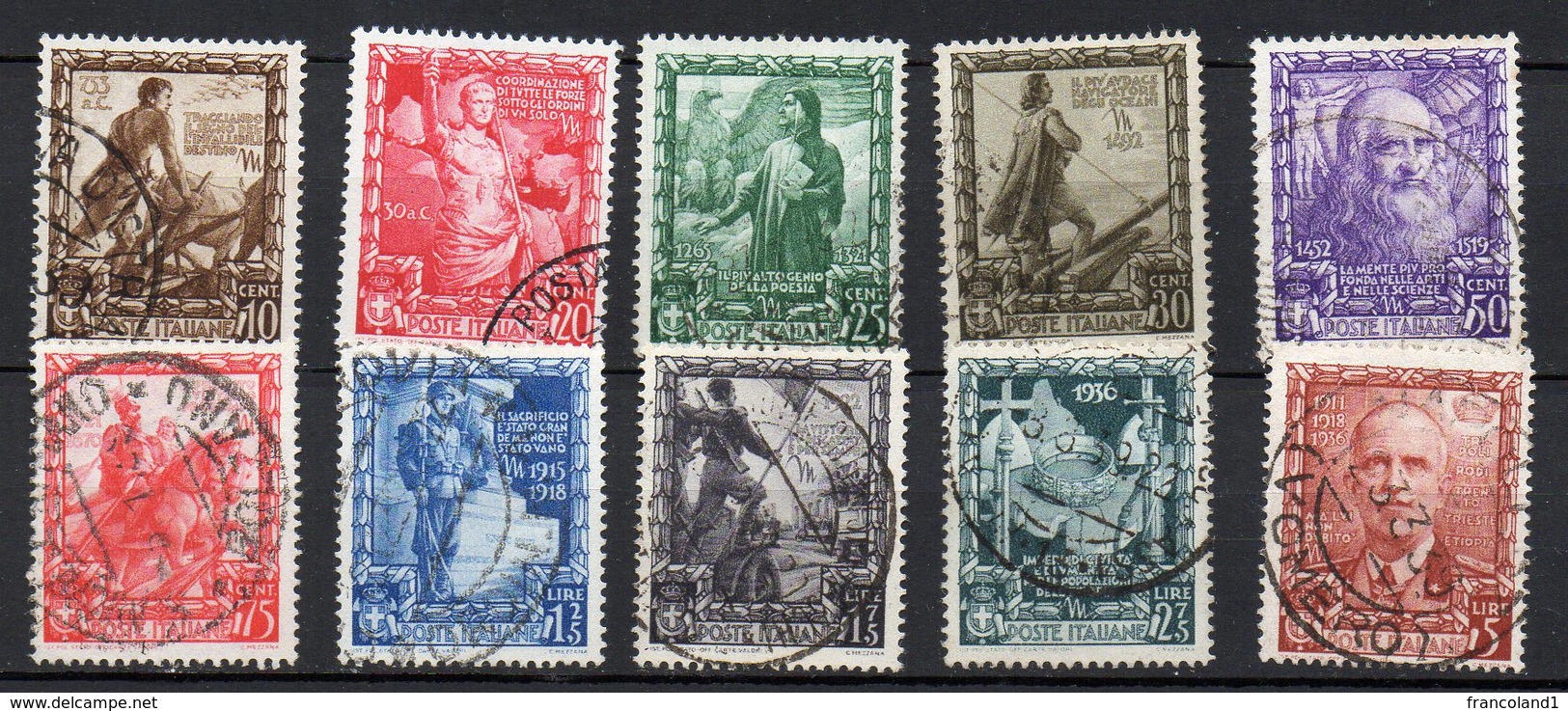 1938 Regno Proclam Impero N. 439 -448 Timbrata Used Serie Completa Sassone 135 € - Oblitérés