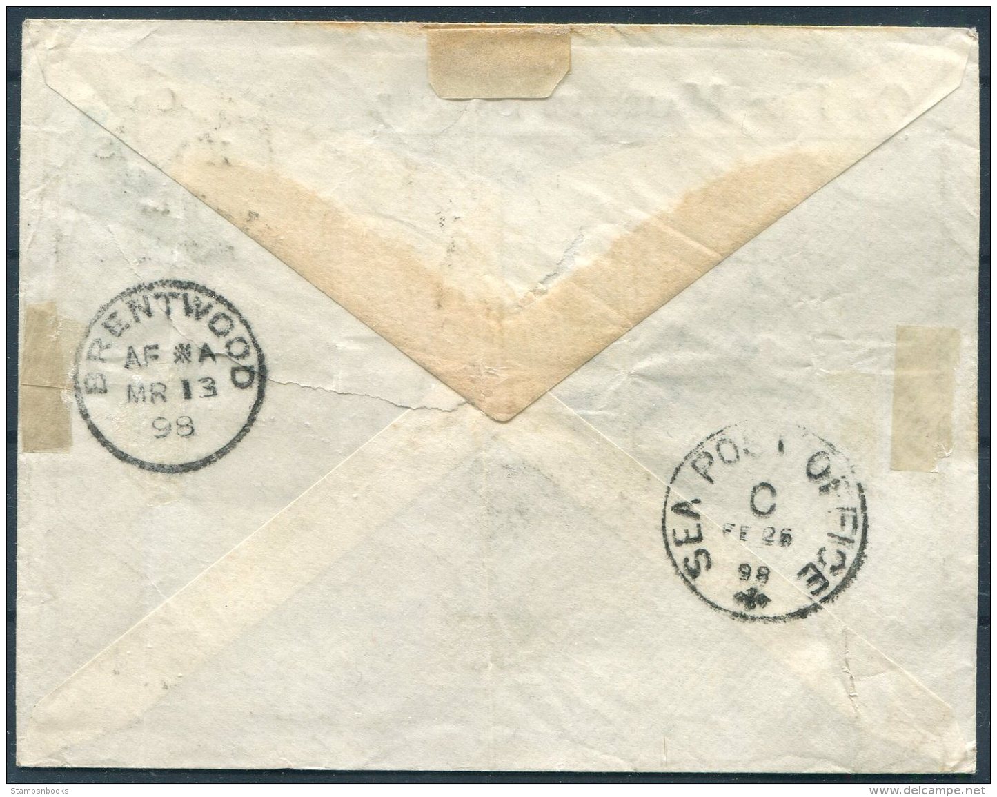 1898 GB India QV OHMS Royal Service Stationery Cover. Postage Due, Taxe, Sea Post Office - Brentwood Barracks, England - 1882-1901 Empire
