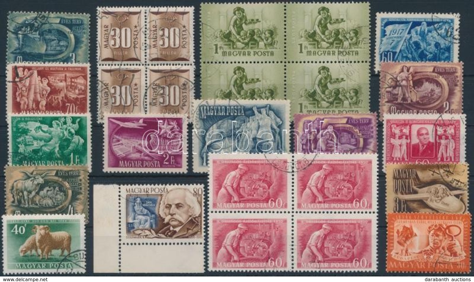 O 14 Különféle Bélyeg + 3 Négyestömb Szám Vízjellel/ 14 Different Stamps + 3 Blocks Of 4 With IV. In Watermarks - Altri & Non Classificati